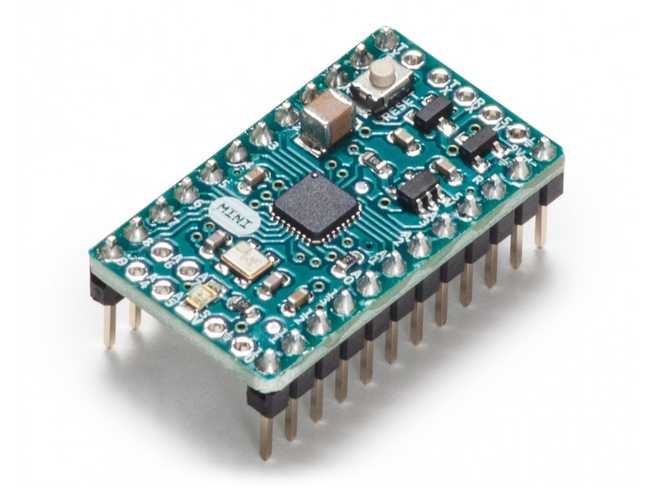 The Arduino Mini 05 board, with headers