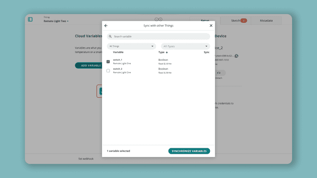 1Selecting the variables we want to synchronize.