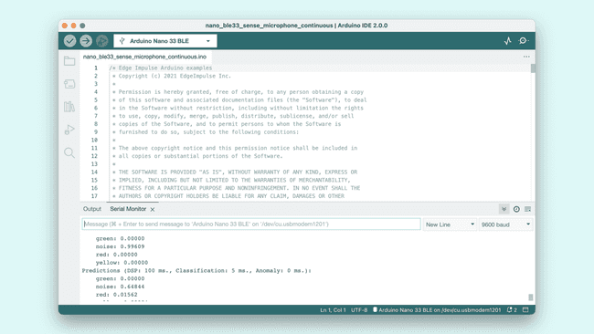 Serial Monitor output.