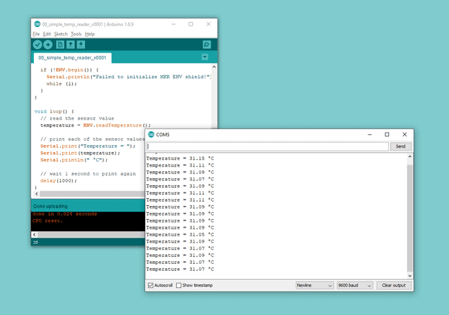 Figure 8: terminal displaying data