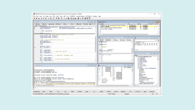 TRACE32 debug session on Portenta H7 - T32ThreadDebug demo application