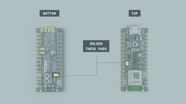 Soldering the VUSB pins.