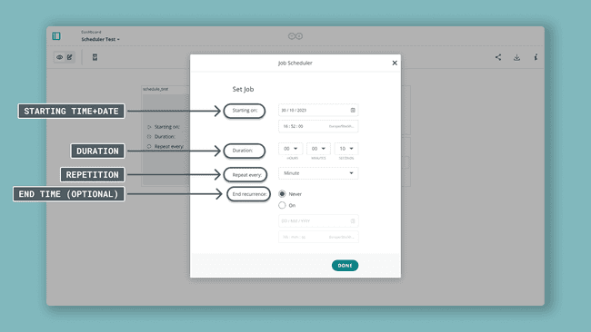 Scheduler Widget settings.