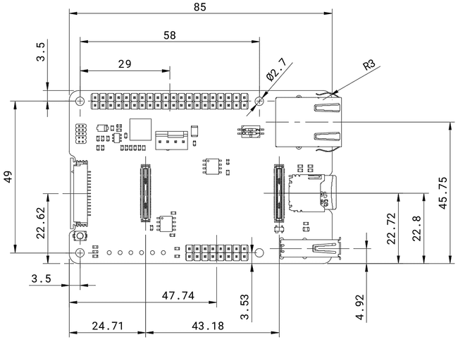 Portenta Hat Carrier Overall Dimensions