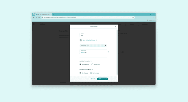 Cloud "Thing" variable setup