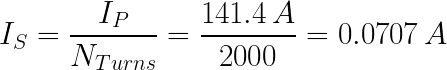 Secondary winding peak current calculation